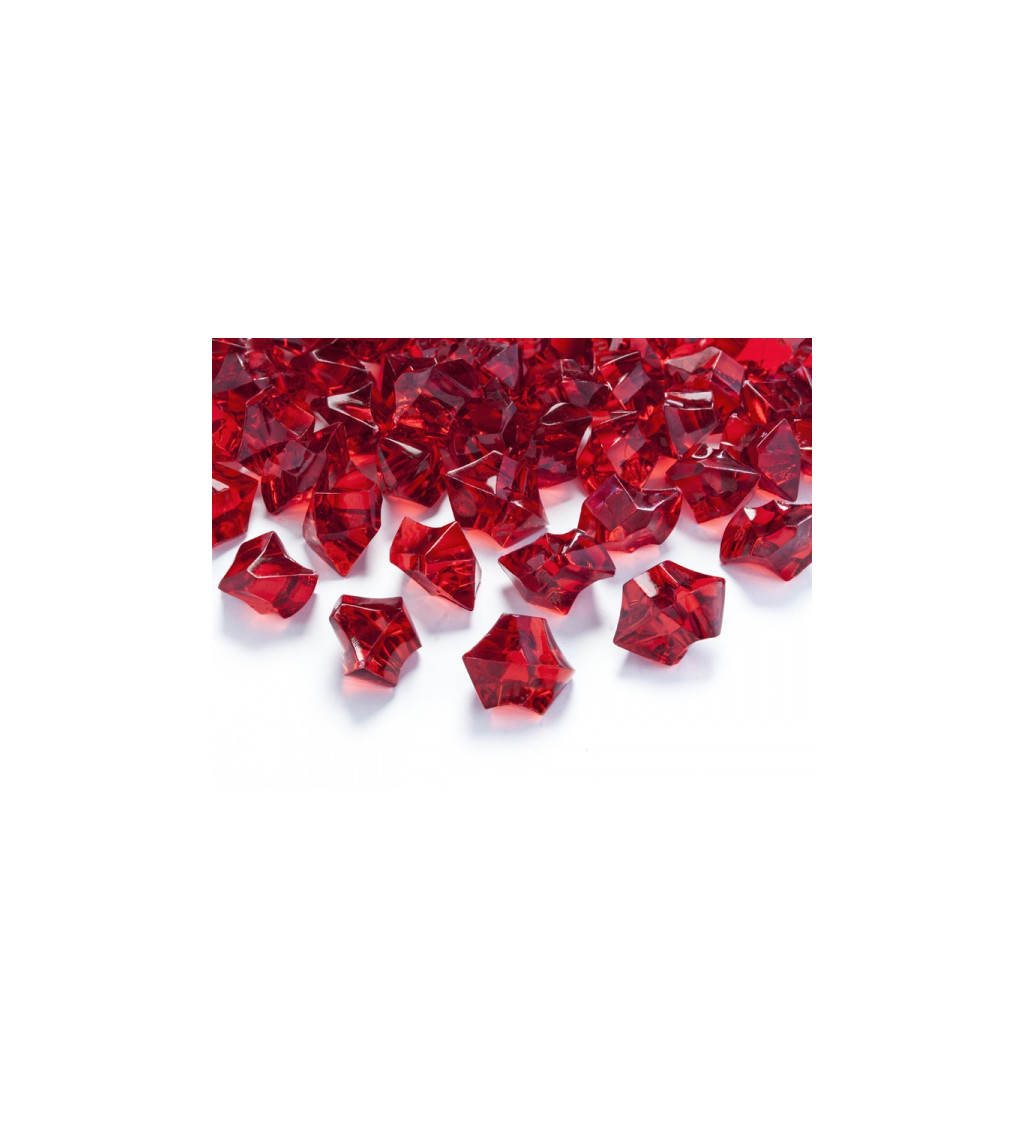 Tmavě červené dekorativní krystaly Ice