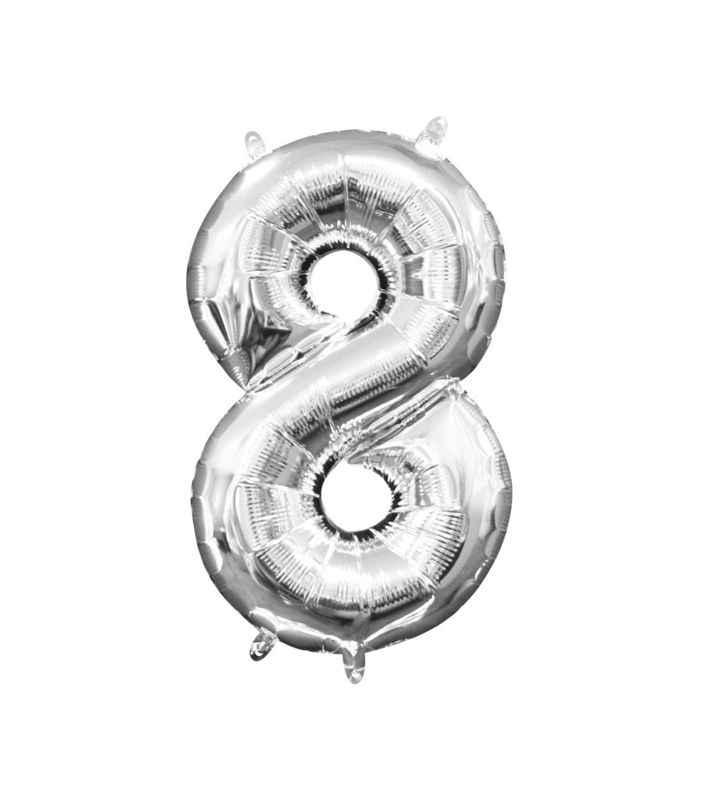 Malý stříbrný fóliový balónek - číslo 8