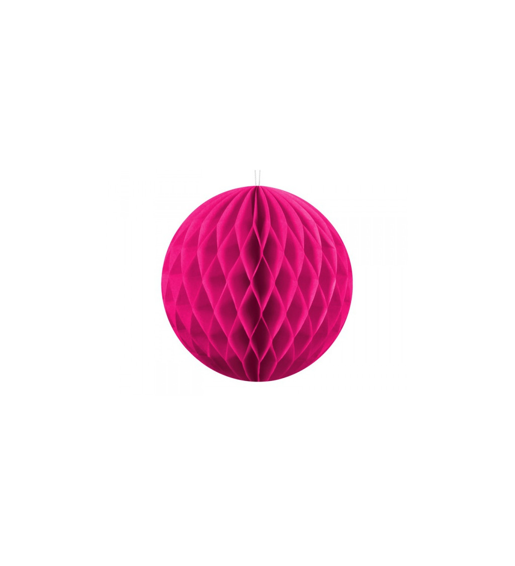 Tmavě růžová papírová koule - 10 cm