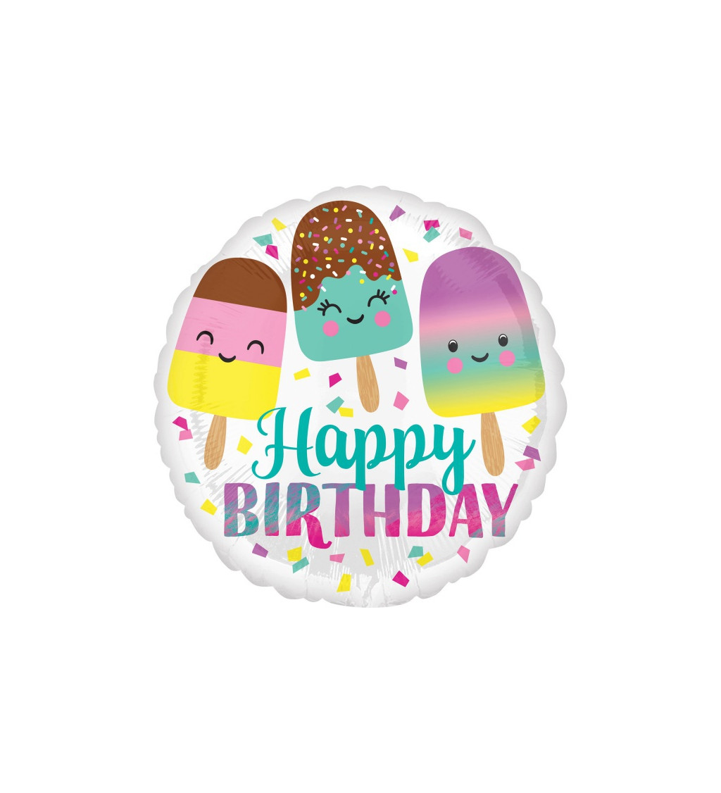 Fóliový balónek 'Happy Ice Cream Birthday'