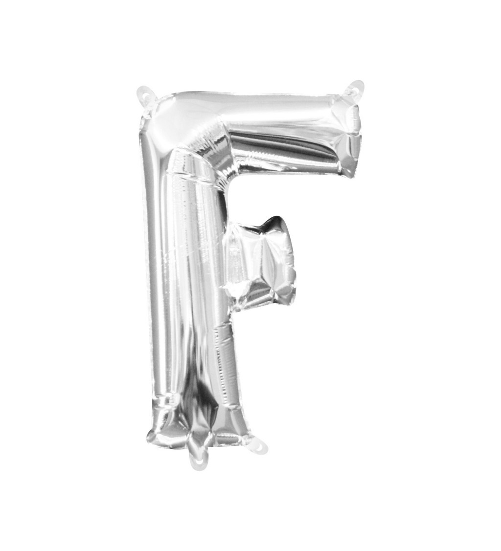 Malý stříbrný fóliový balónek - písmeno F