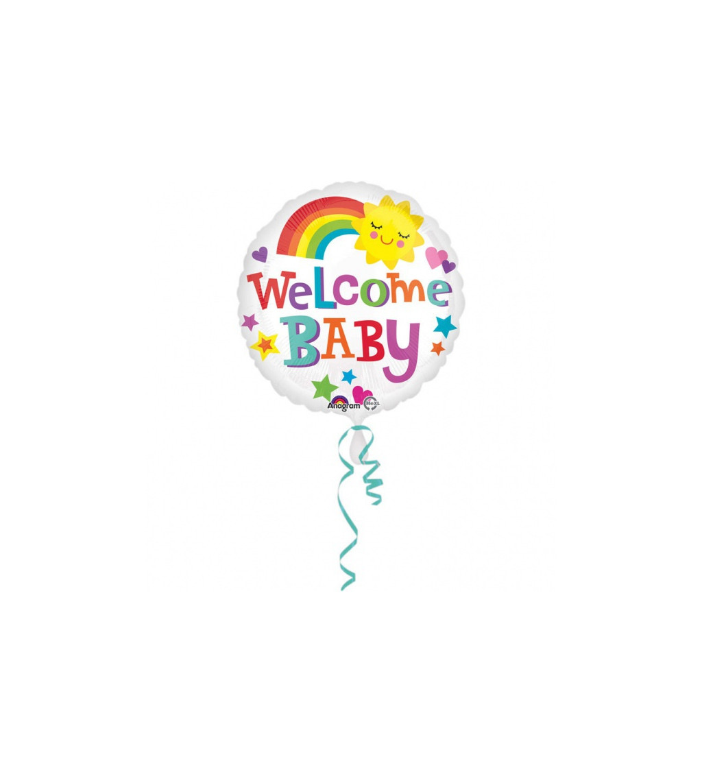 Duhový fóliový balónek Welcome Baby