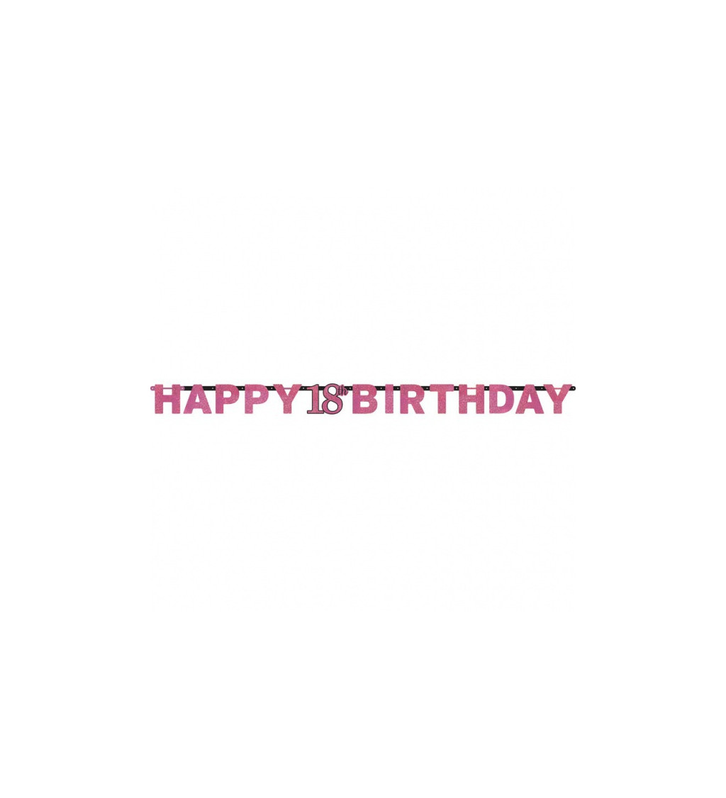 Růžový nápis Happy Birthday - 18. narozeniny