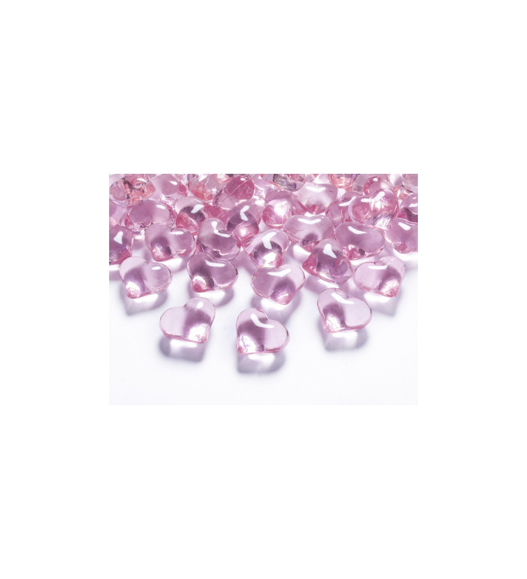 Světle růžové konfety - krystalová srdíčka