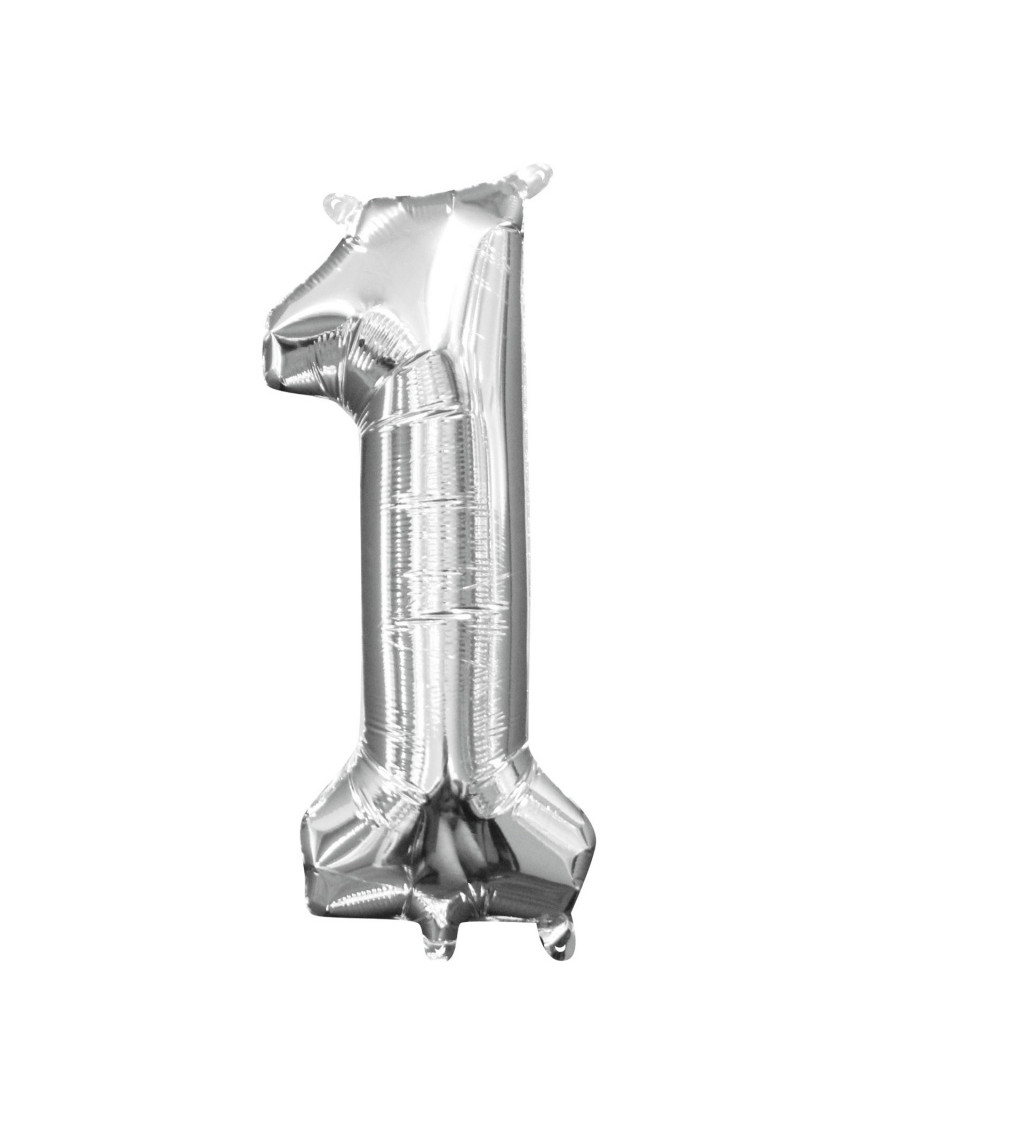 Malý stříbrný fóliový balónek - číslo 1