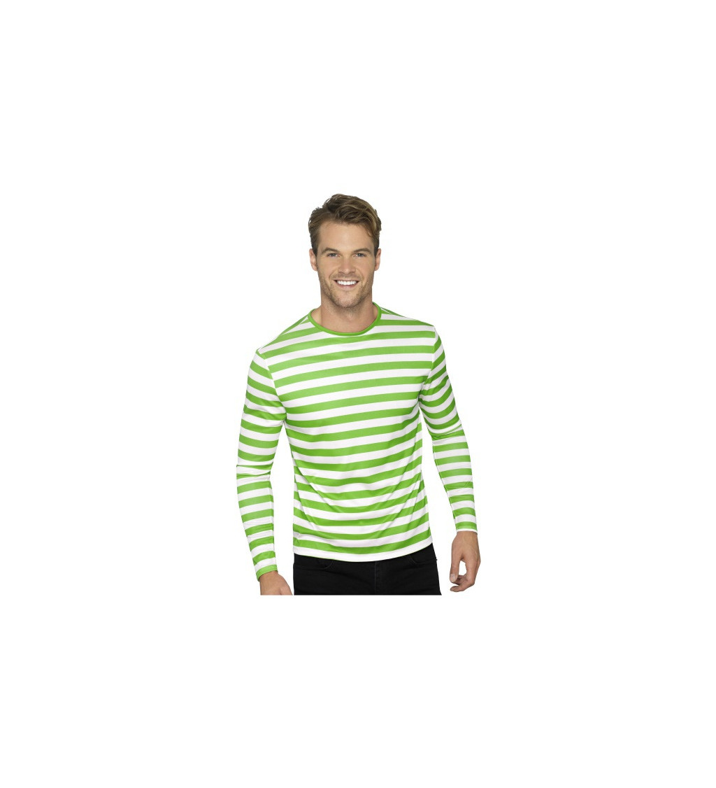 Pruhované unisex triko zeleno-bílé