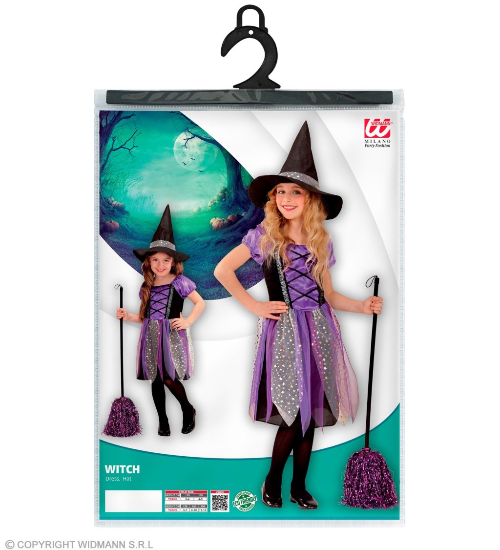 Dětský kostým Malá čarodějnice - fialová