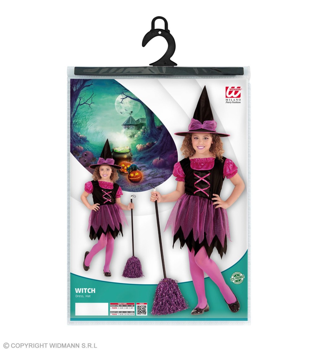 Dětský kostým růžové čarodějnice
