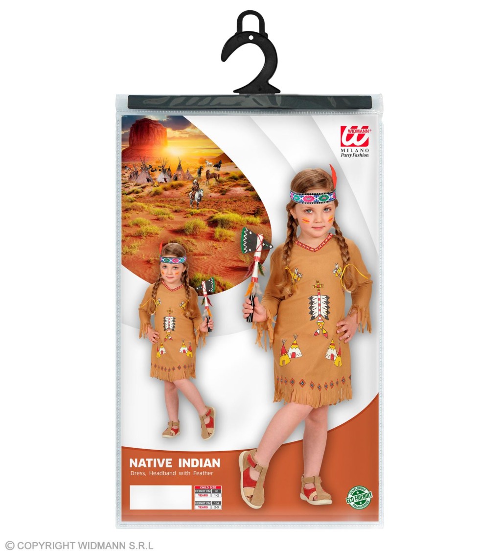 Dětský kostým "Indiánské děvče - světle hnědý"