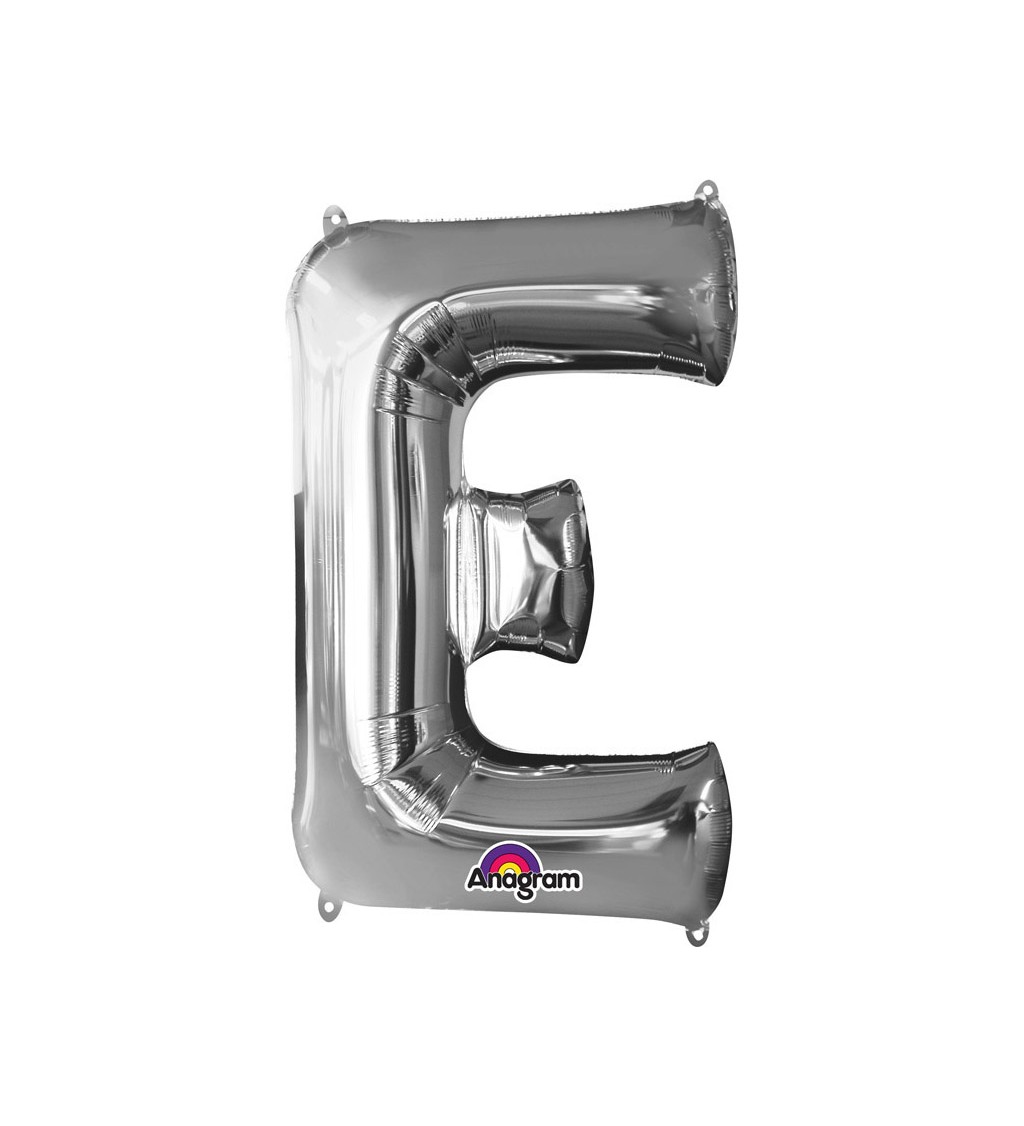 Fóliový balónek písmeno E - stříbrný