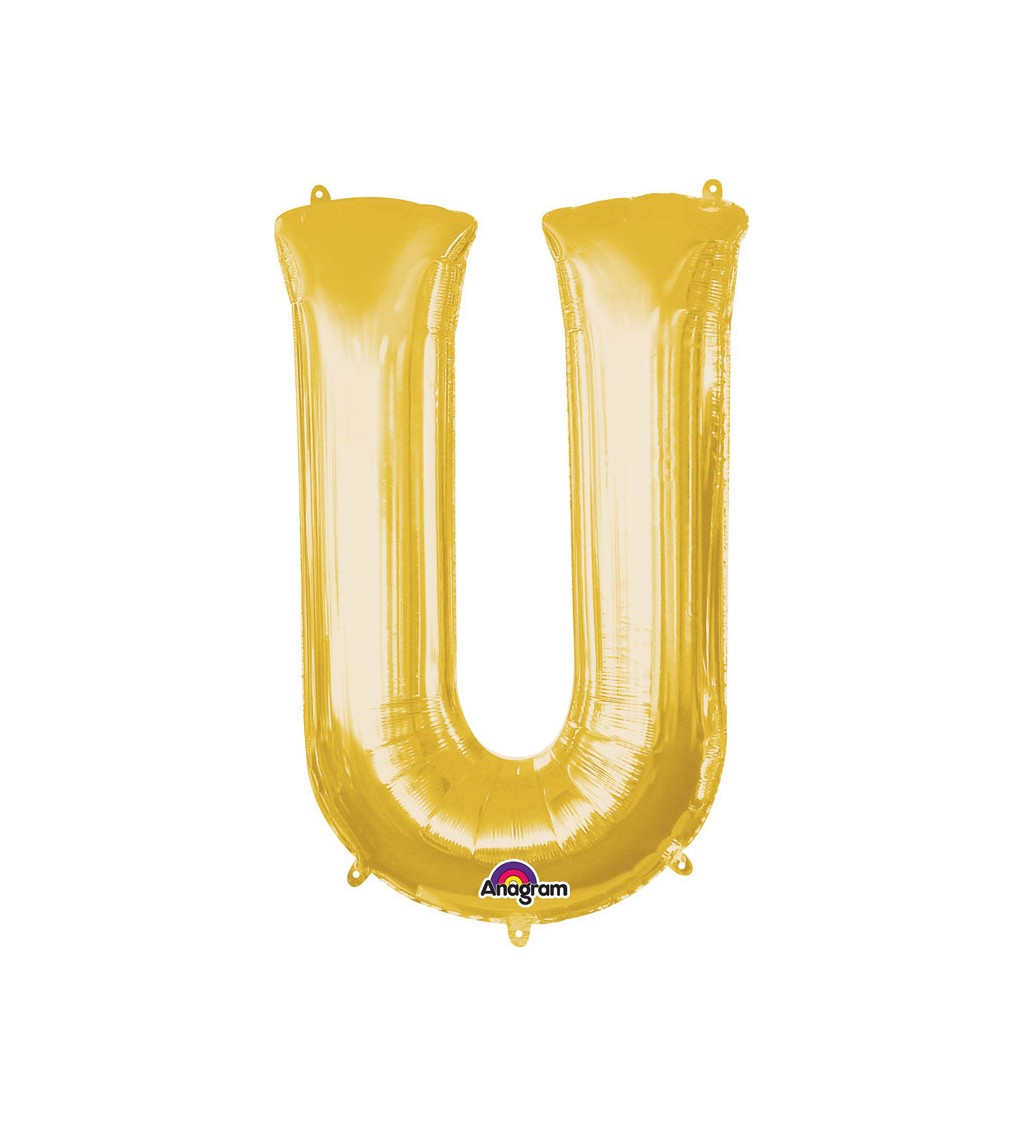 Fóliový balónek písmeno U - zlatý