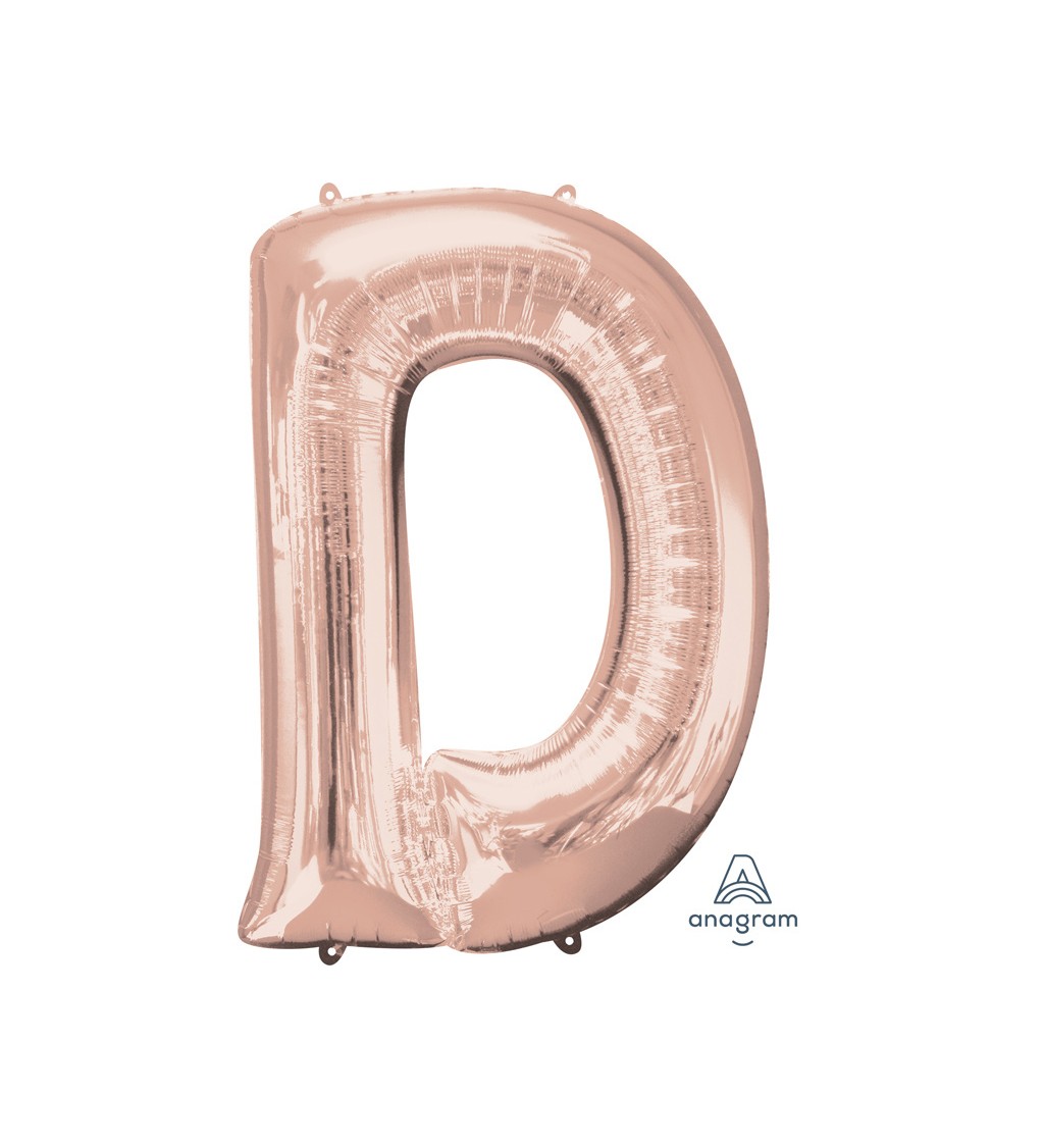 Fóliový balónek písmeno D - růžové zlato