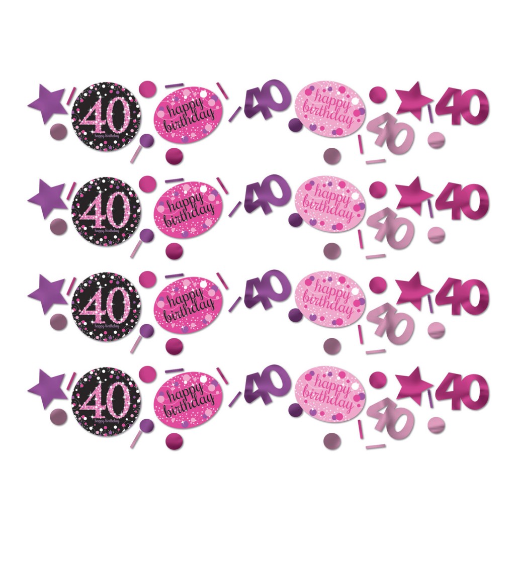 Narozeninové konfety 40 - růžové