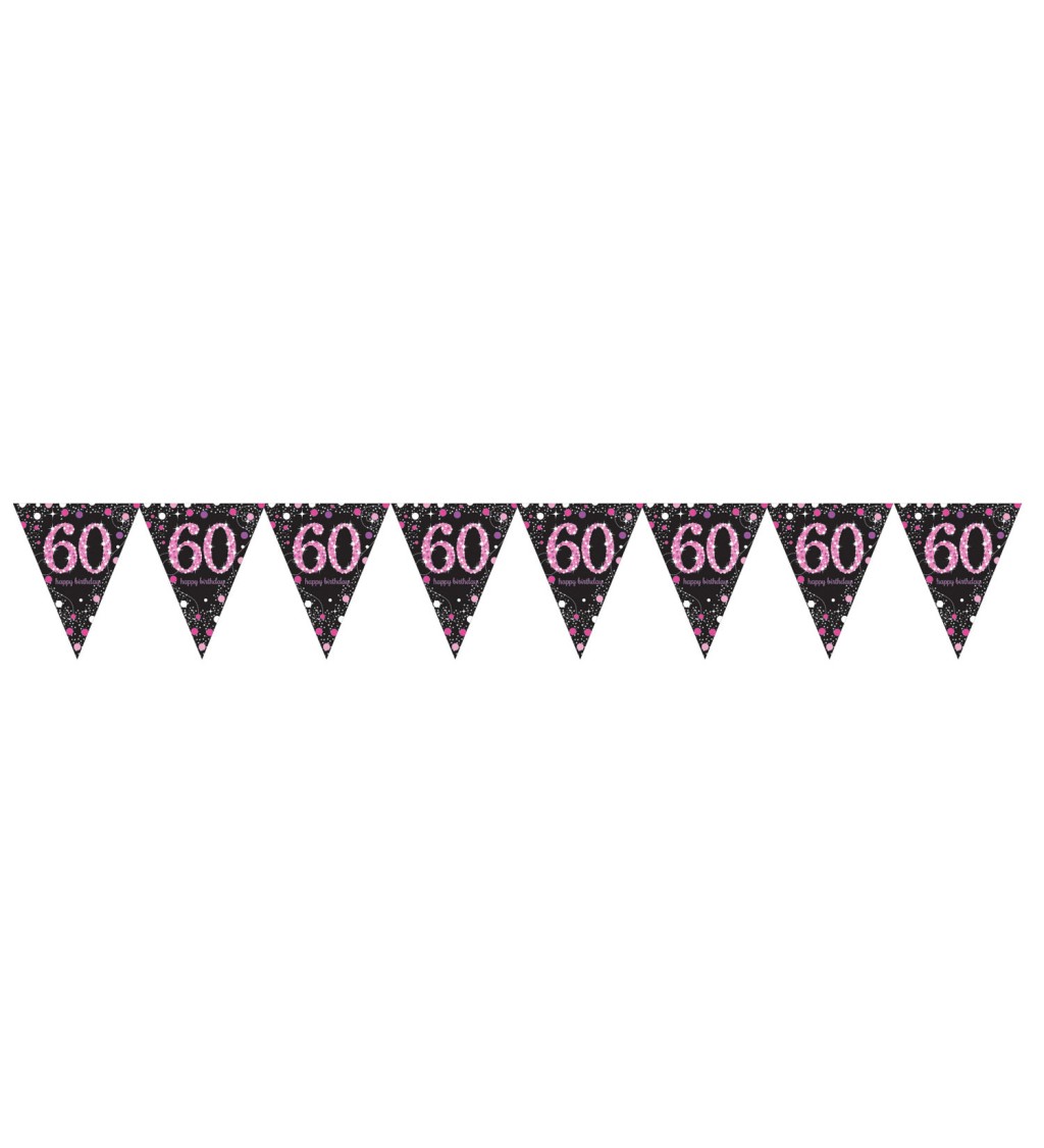 Růžová girlanda - vlaječky 60