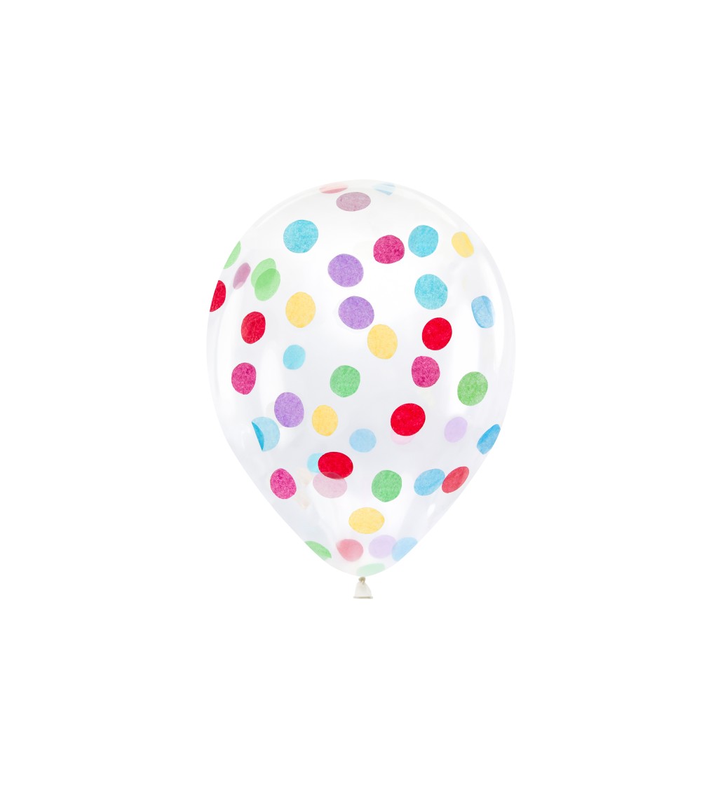Průhledné balónky s barevnými konfetami - latexové
