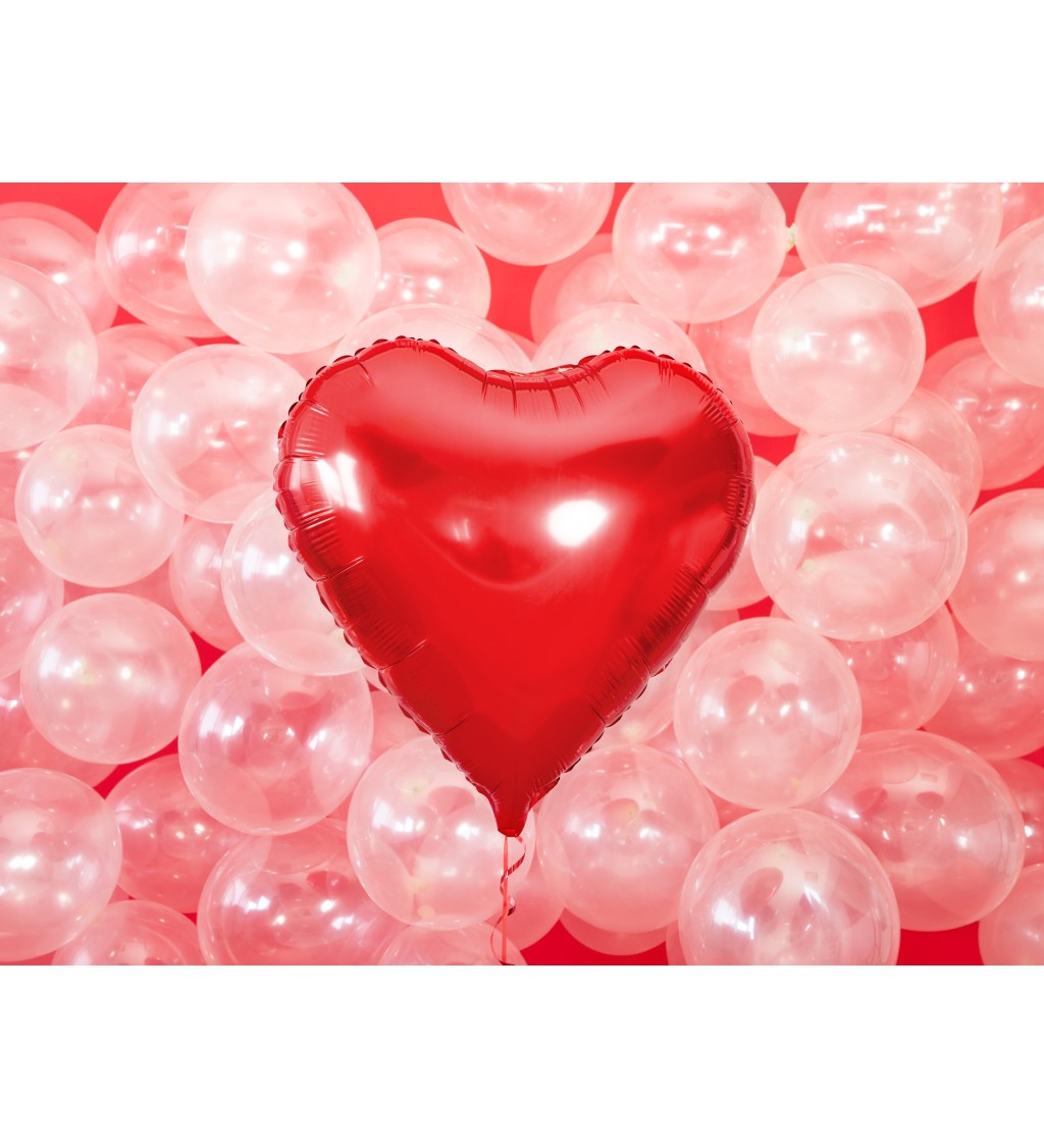 Fóliový balónek metalicky červené srdce