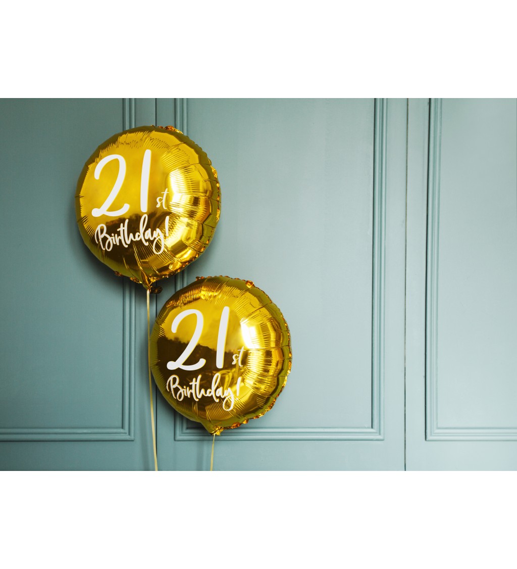 Zlatý fóliový balónek 21st Birthday 45cm