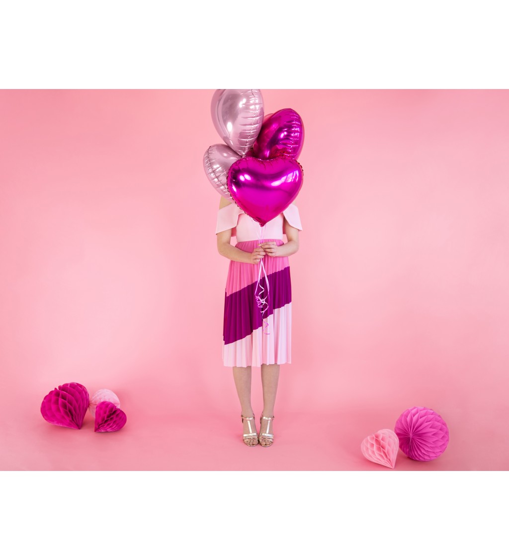 Růžový fóliový balónek - srdce