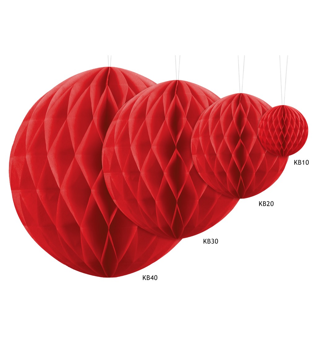 Červená papírová koule - 10 cm