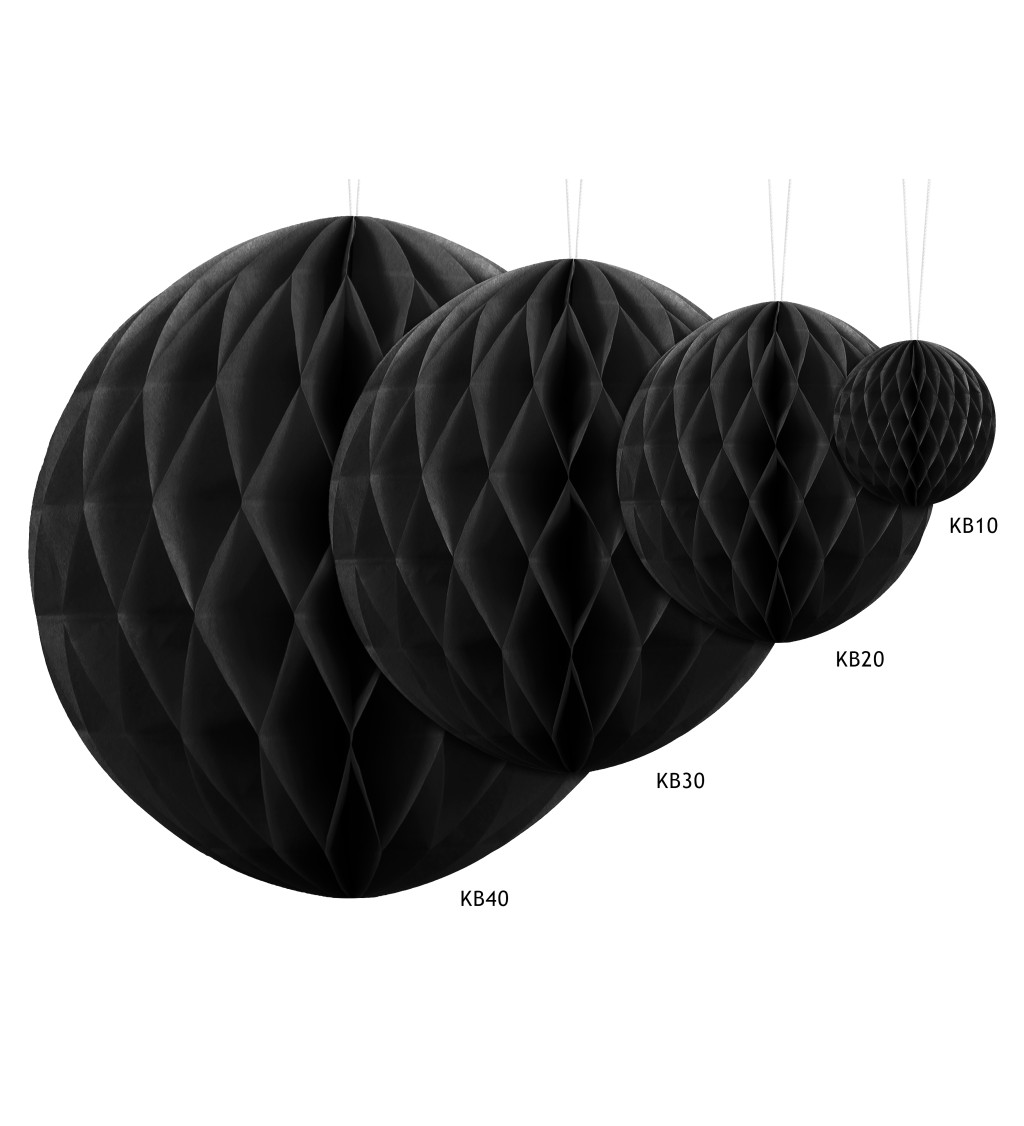 Černá papírová koule - 10 cm