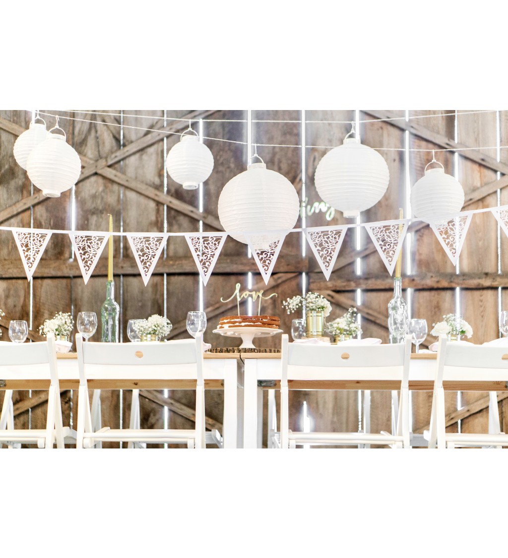 Bílý papírový lampión - 20 cm