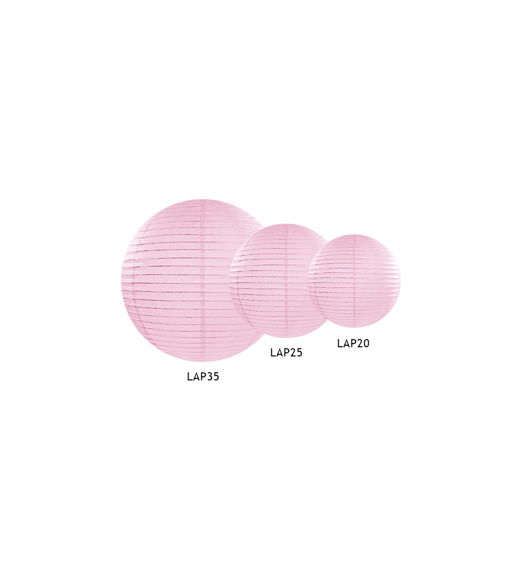 Světle růžový papírový lampión - 20cm