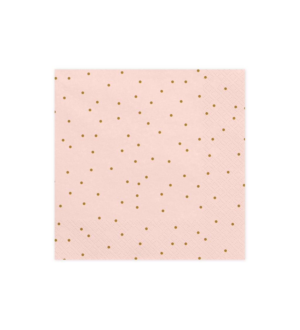 Růžové ubrousky s puntíky - tři vrstvy