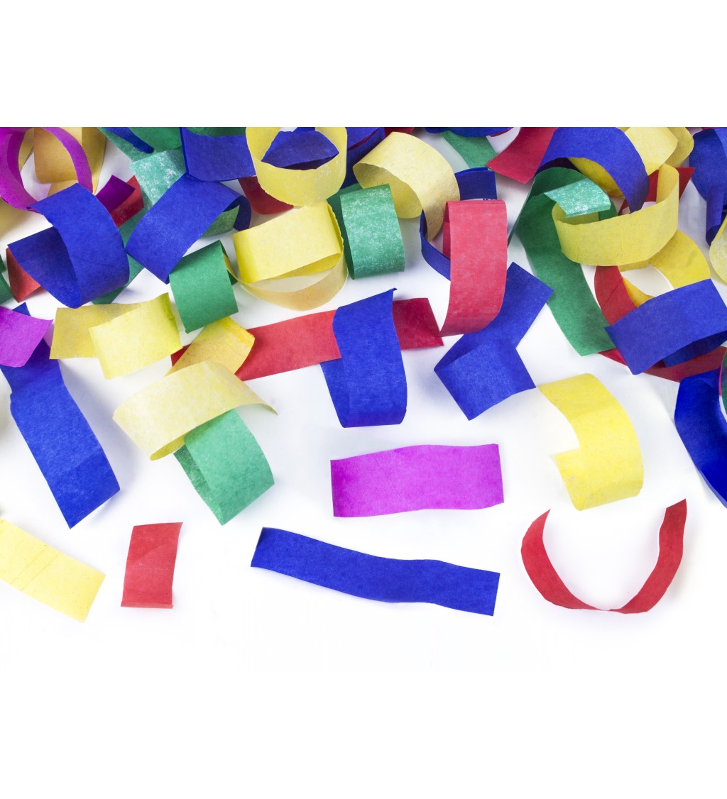 Vystřelovací konfety - barevné proužky 80 cm