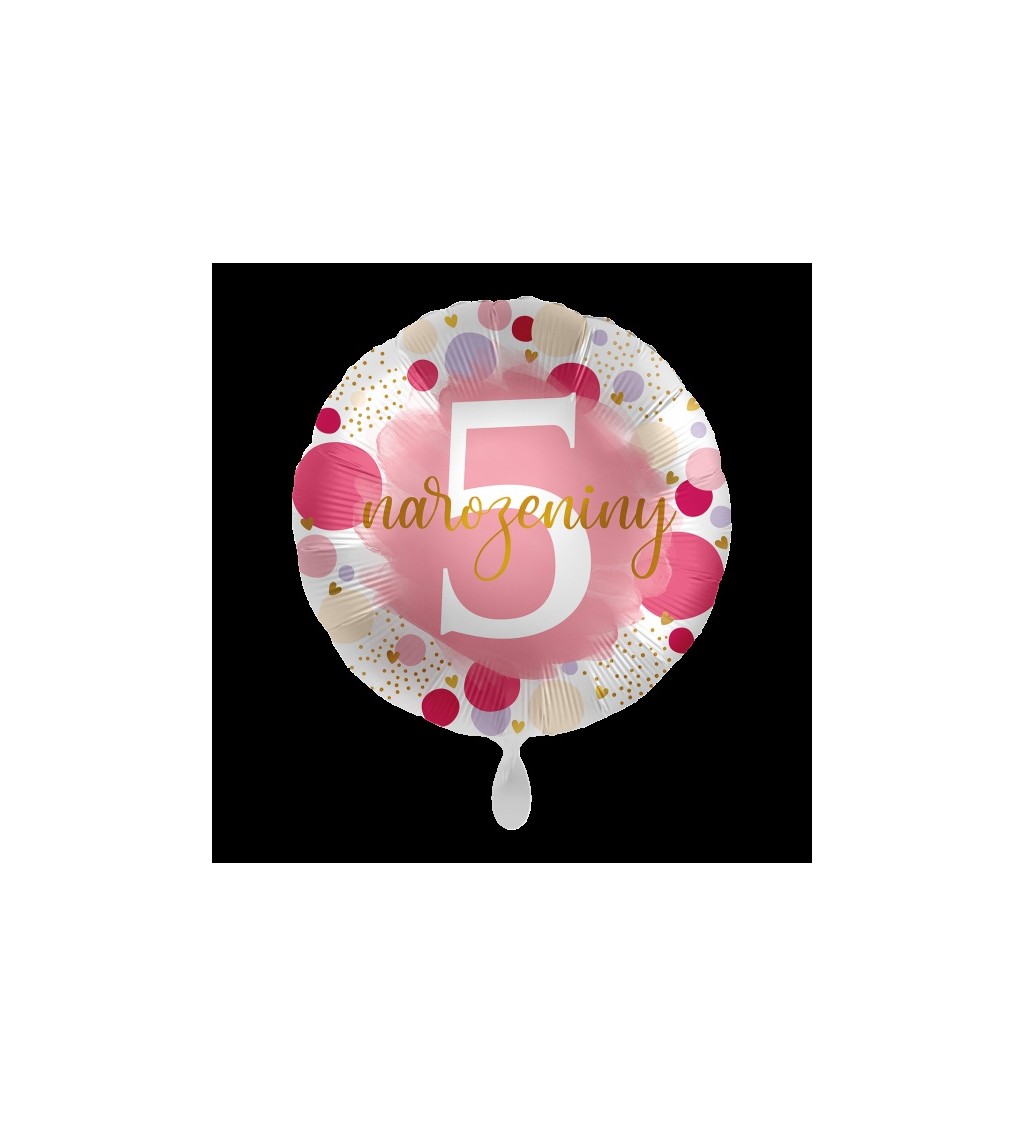 Balónek 5. narozeniny růžový fóliový