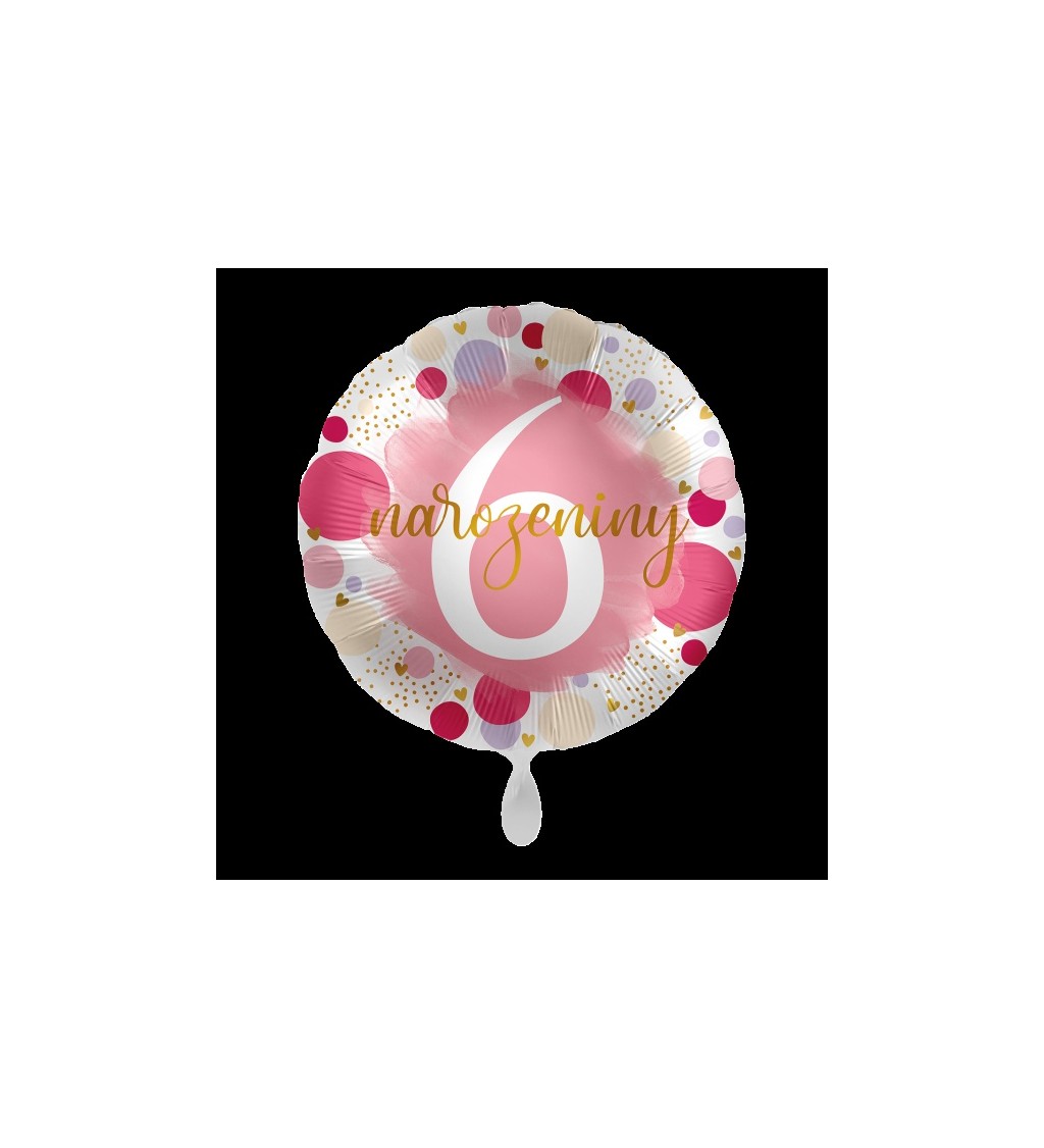Balónek 6. narozeniny růžový fóliový