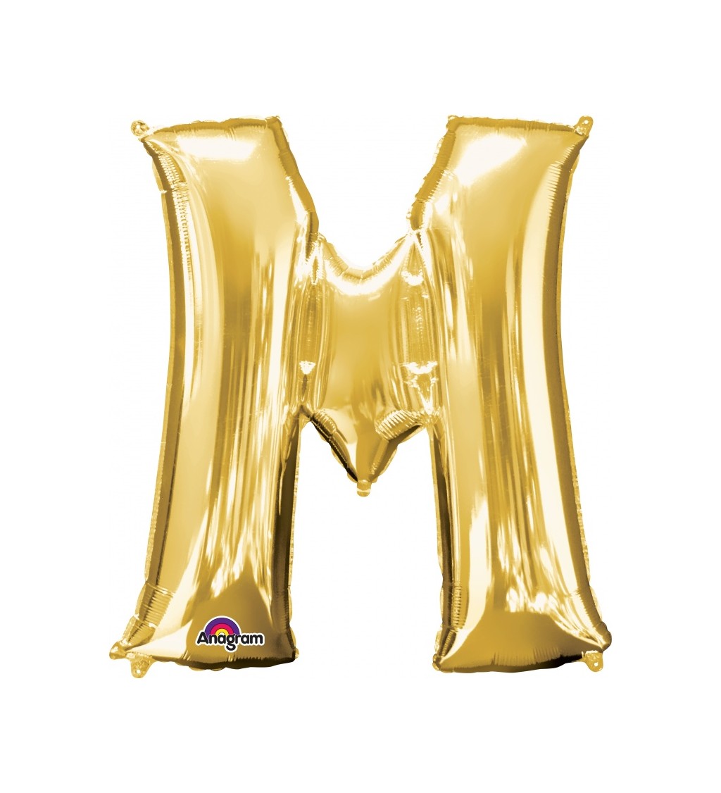 Balónek M - zlatý