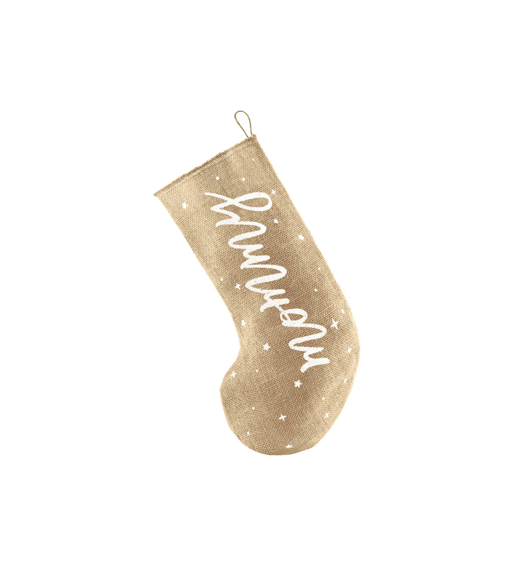 Vánoční hnědá ponožka s nápisem Mommy