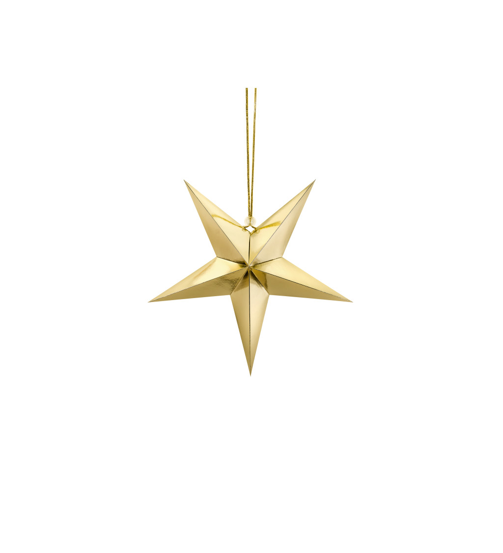 Zlatá papírová hvězda - 30 cm