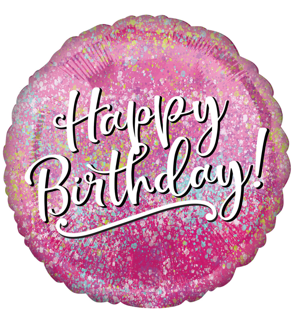 Happy Birthday - růžový balónek