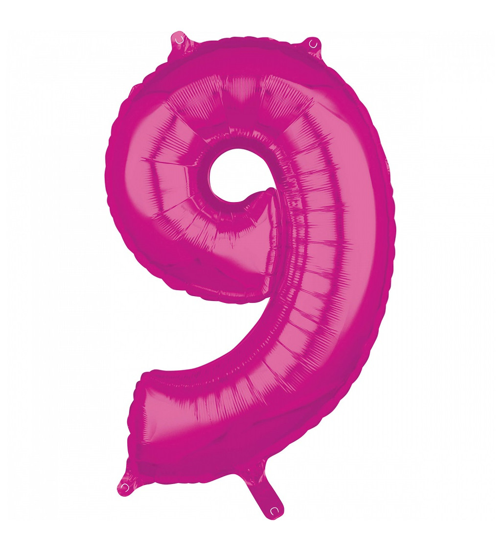 Růžový fóliový balónek - číslo 9