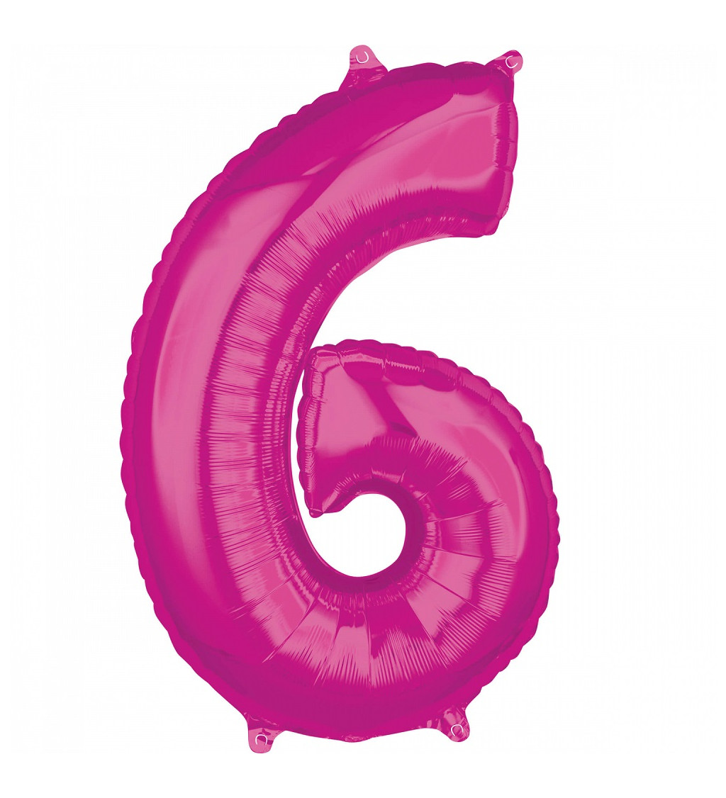 Růžový fóliový balónek - číslo 6