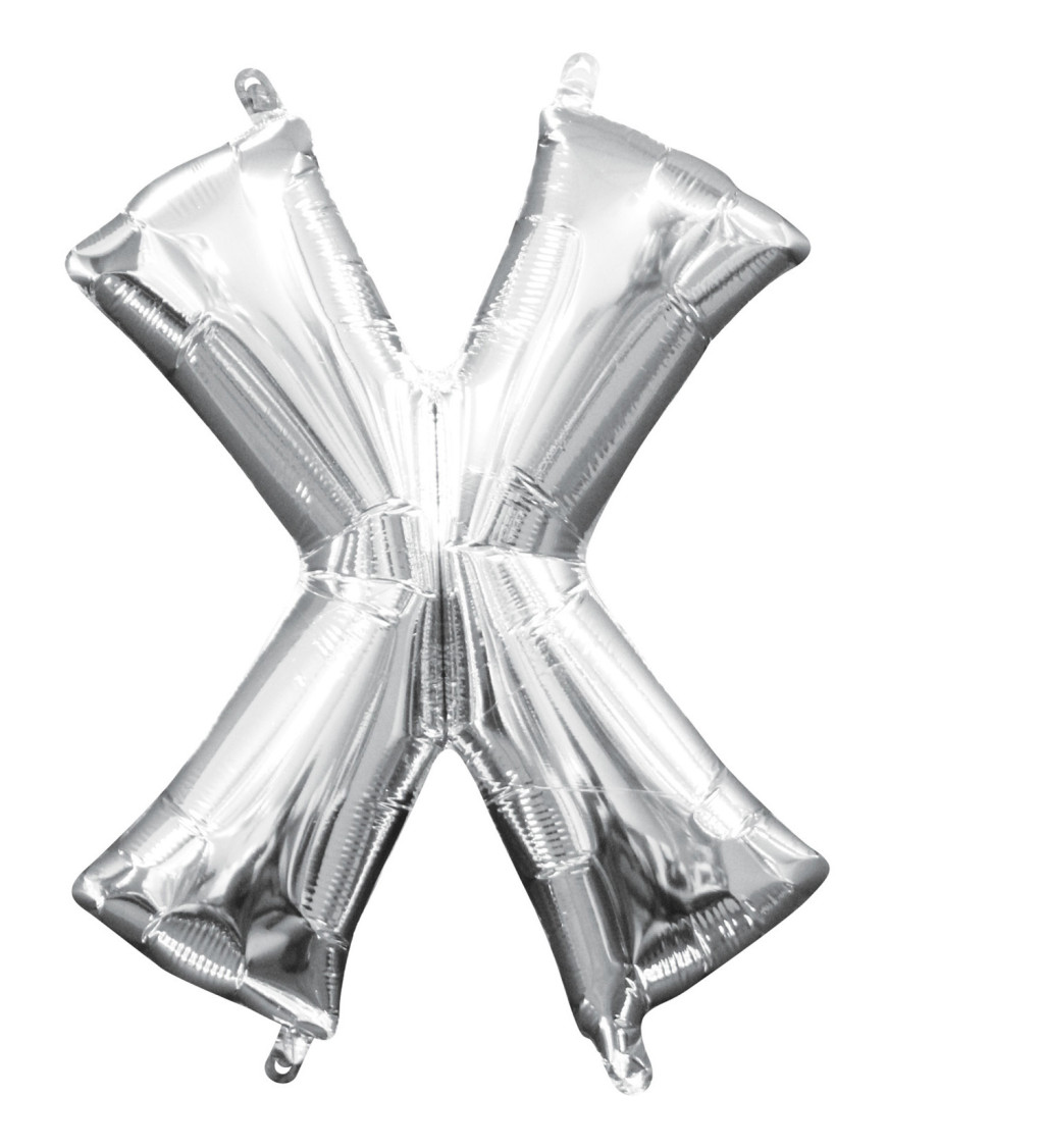 Stříbrný fóliový balónek - písmeno X
