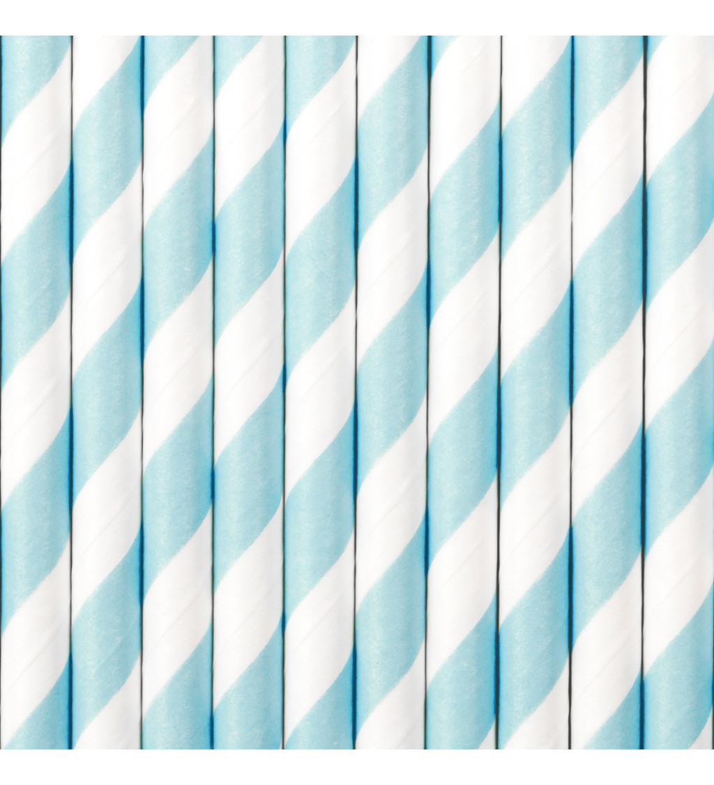 Papírová brčka -modro-bílá - 10 ks