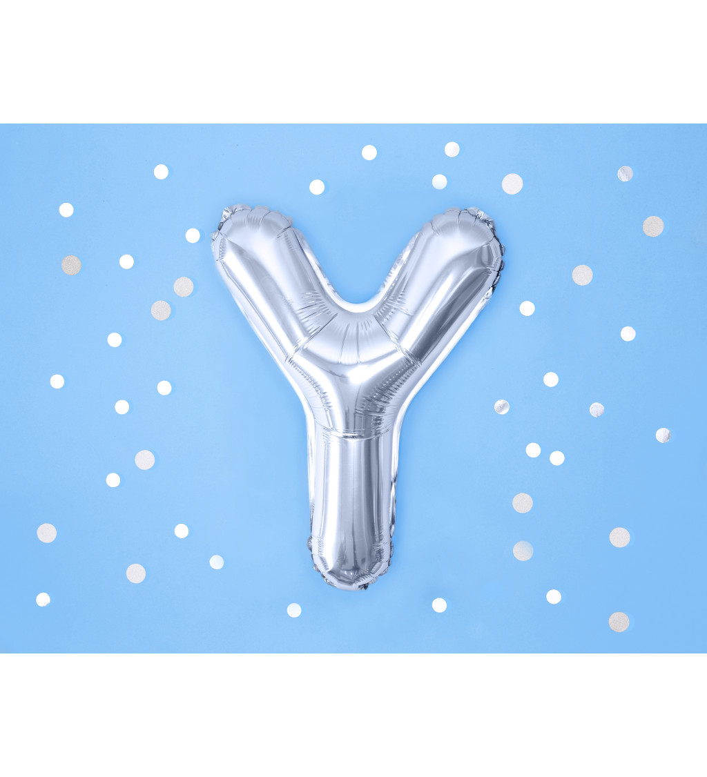 Stříbrný fóliový balónek - písmeno Y