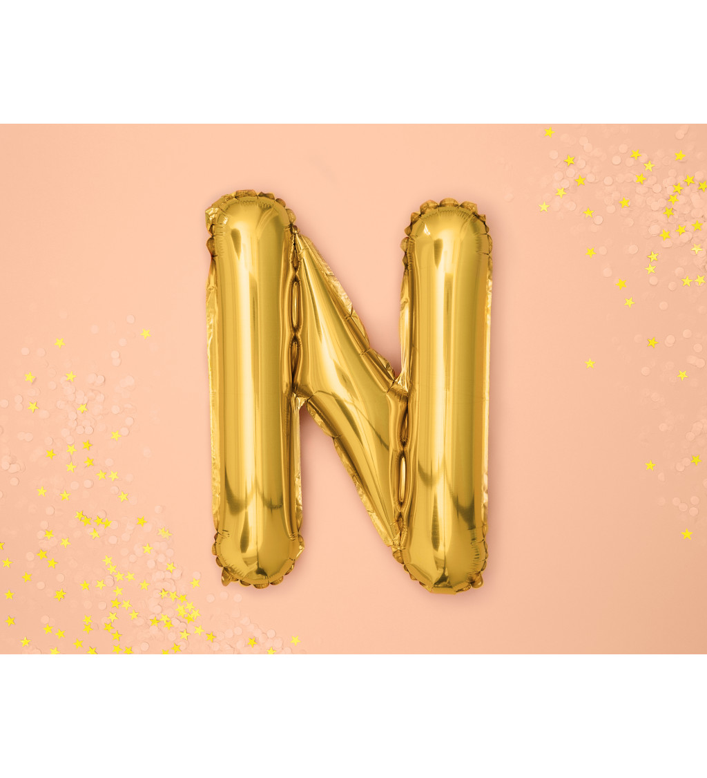 Malý zlatý fóliový balónek - písmeno N