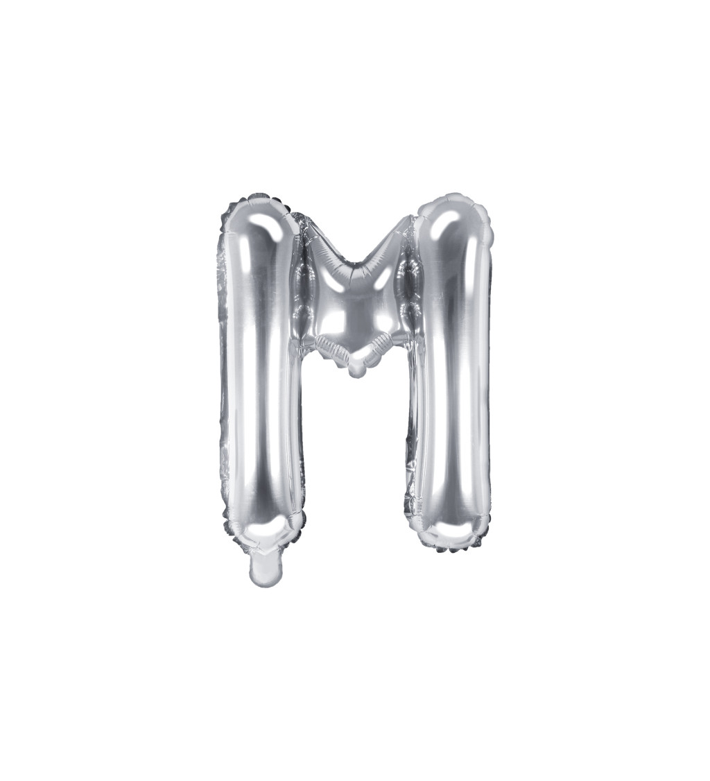 Stříbrný fóliový balónek - písmeno M