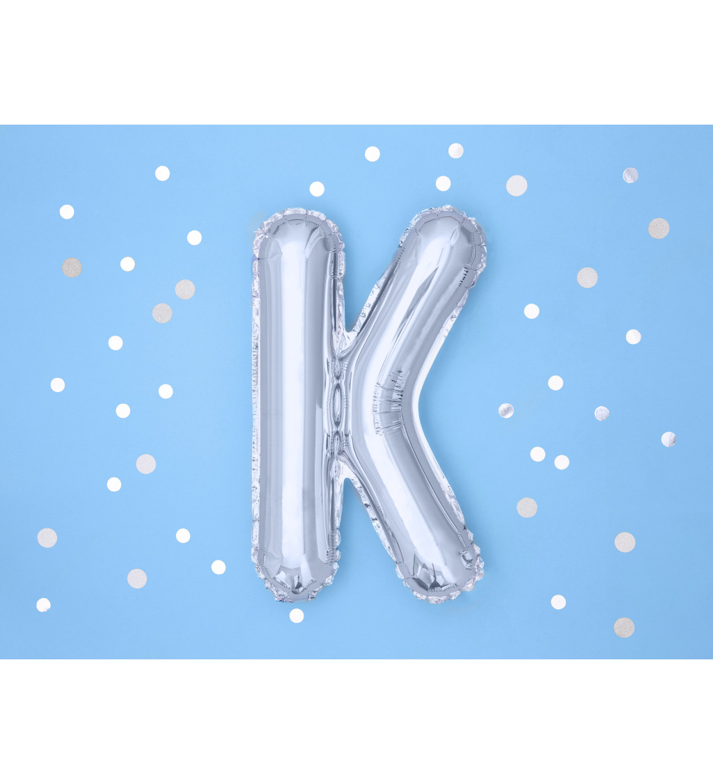 Stříbrný fóliový balónek - písmeno K