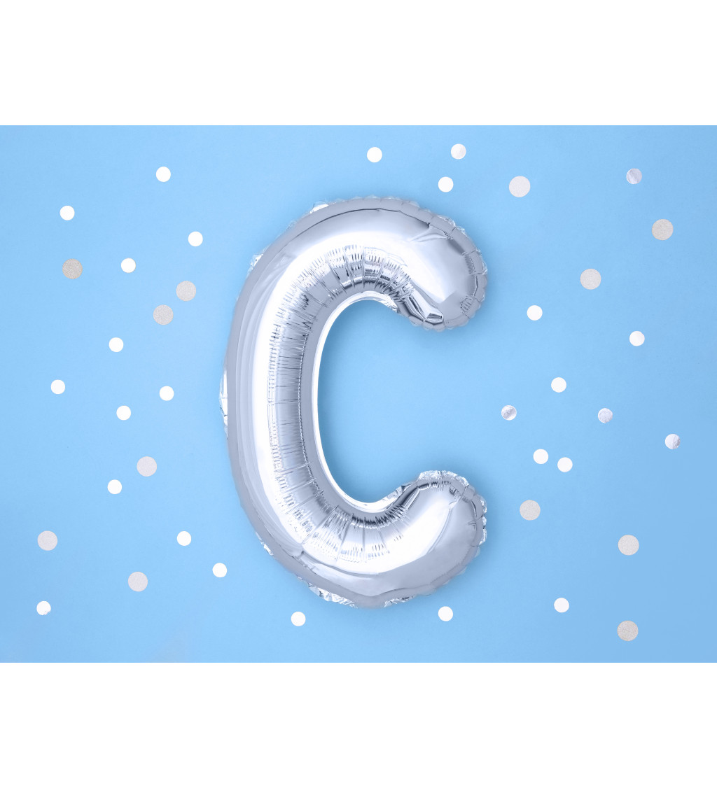 Stříbrný fóliový balónek - písmeno C