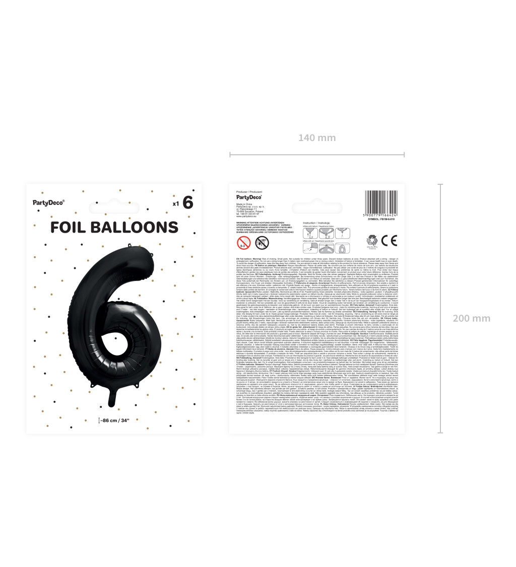 Fóliový balónek 6 - černá