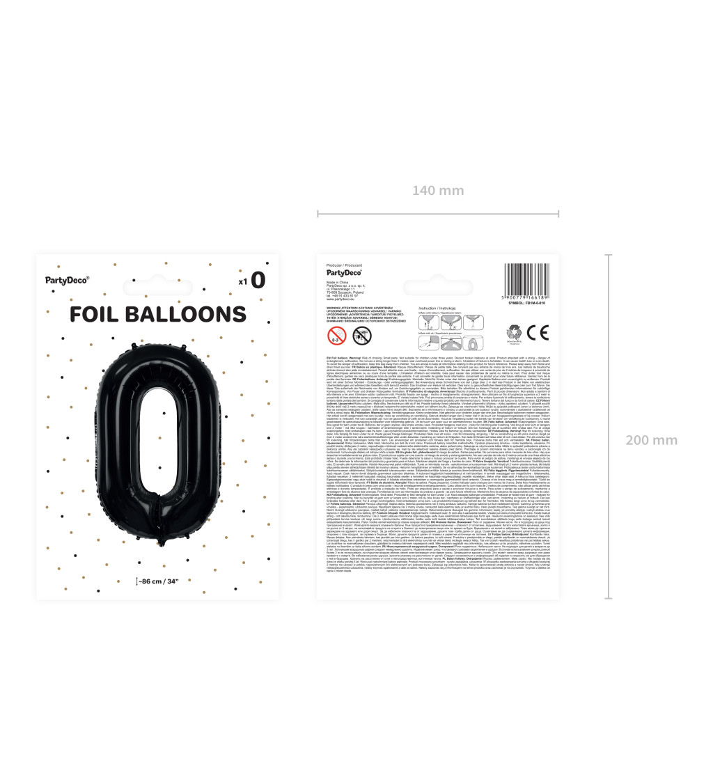 Fóliový balónek 0 - černý