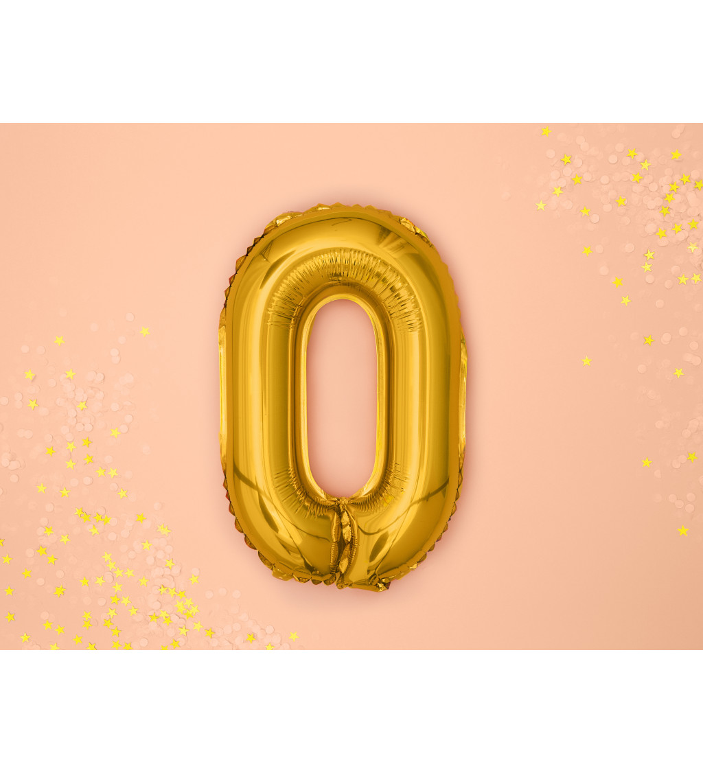 Zlatý fóliový balónek - číslo 0