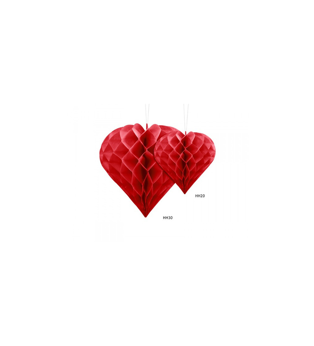 Červené papírové srdce - 20 cm