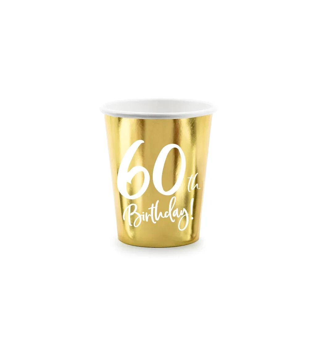 Papírové zlaté kelímky - šedesáté narozeniny