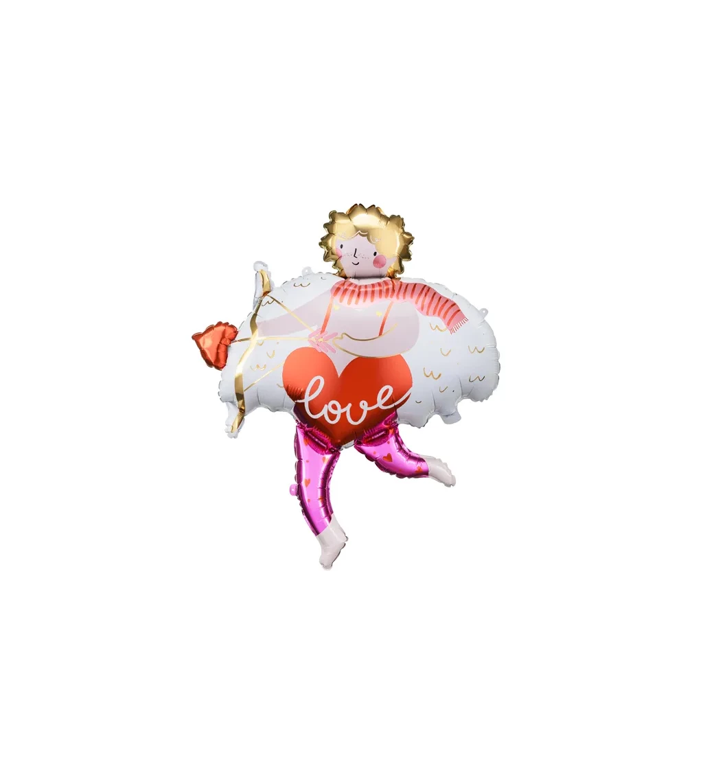 Foliový balónek v podobě Amorka s nápisem "love"