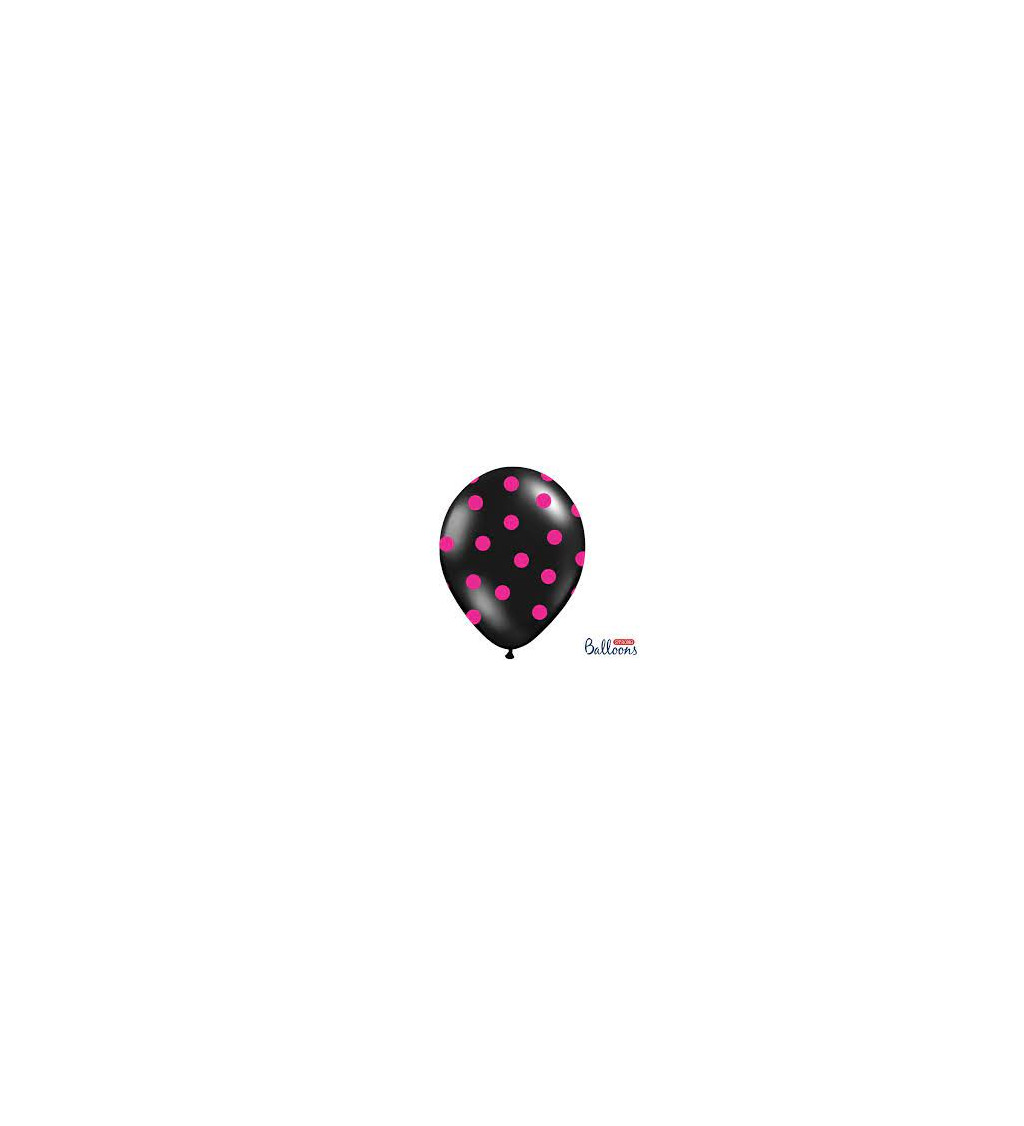 Balonky - černé s růžovými puntíky